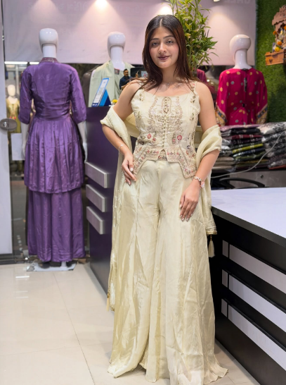 Ivory Embellished Designer Gown