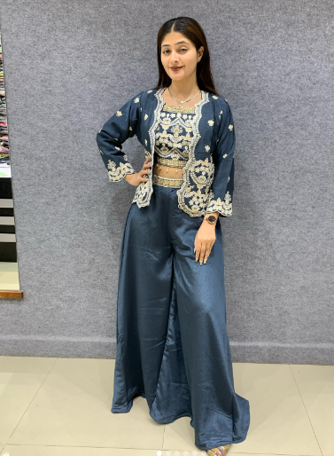 Midnight Blue Indo-Western Designer Gown